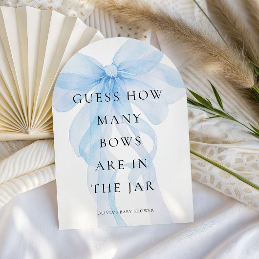 Blue Bow Guess How Many Game Baby Shower card Einladung