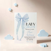 Blue Bow Hand Drawn Boy Coquette Babydusche Einladung