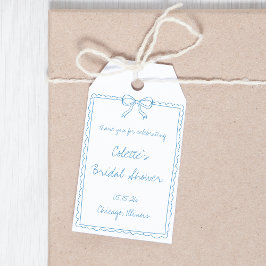 Blue Bow Hand Drawn Brautparty Vielen Dank Geschenkanhänger