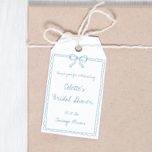 Blue Bow Hand Drawn Brautparty Vielen Dank Geschenkanhänger