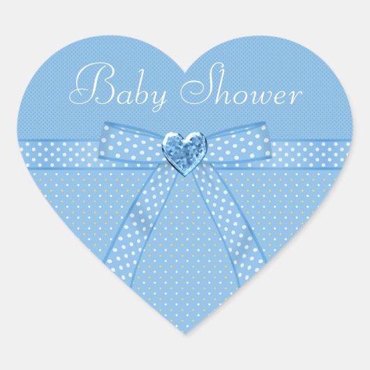Blue Bow & Heart Jewels Boy Baby Shower Stickers (Vorderseite)