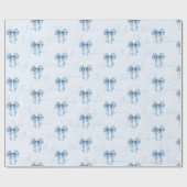 Blue Bow Kalligraphie moderne Baby Dusche Geschenkpapier (Flach)