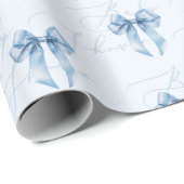 Blue Bow Kalligraphie moderne Baby Dusche Geschenkpapier (Rolleneckpunkt)
