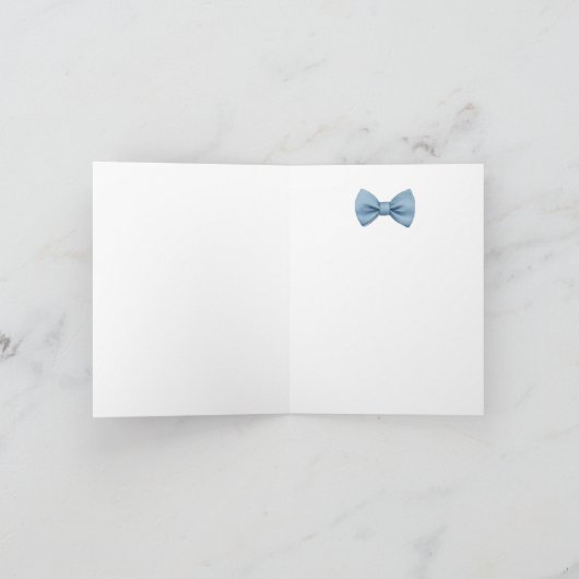 Blue Bow Krawatte Babydusche Danke Foto Card (Innenseite)