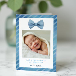 Blue Bow Krawatte Babydusche Danke Foto Card