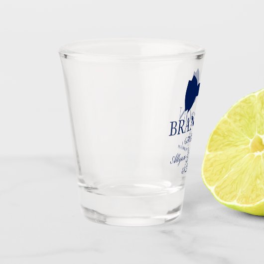 Blue Bow Krawatte Groom Schnapsglas (Links)