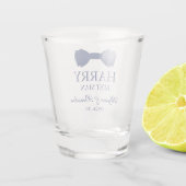 Blue Bow Krawatte Trauzeuge Schnapsglas (Rückseite)