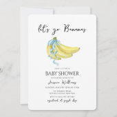 Blue Bow Let's Go Bananas Baby Shower Einladung (Vorderseite)
