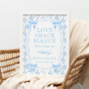 Blue Bow Liebe Shack Verlobte Brautparty Willkomme Poster