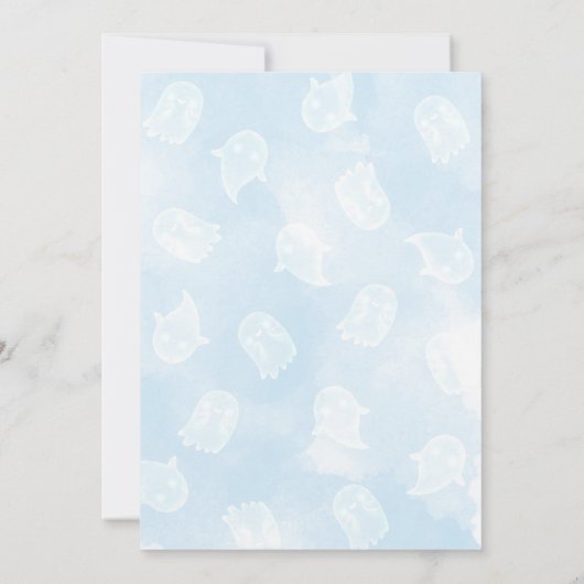 Blue Bow Little Boo Baby Dusche Einladung (Rückseite)