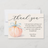 Blue Bow Little Pumpkin Baby Dusche Danke Mitteilungskarte (Vorderseite)