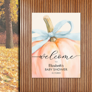 Blue Bow Little Pumpkin Baby Dusche Willkommen Poster