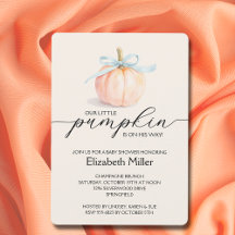 Blue Bow Little Pumpkin Boy Baby Dusche