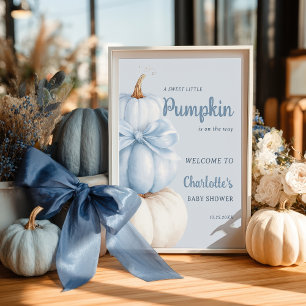 Blue Bow Little Pumpkin Boy Baby Dusche Willkommen Poster