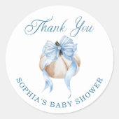 Blue Bow Little Pumpkin Boy Baby Shower Stickers (Vorderseite)