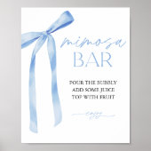 Blue Bow Mimosa Bar Brautparty Signa Poster (Vorne)