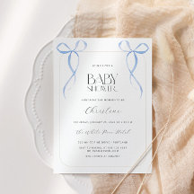 Blue Bow Minimalistisch Boy Baby Dusche