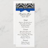 Blue Bow mit Damask Wedding Empfang Menu Einladung (Vorne/Hinten)