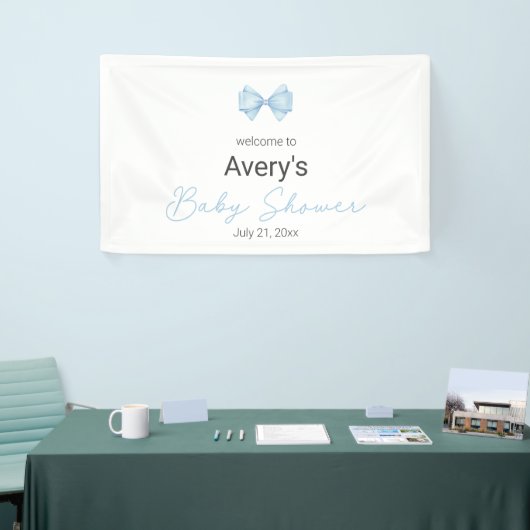 Blue Bow Modern Boy Baby Dusche Banner (Messeveranstaltung)