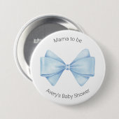 Blue Bow Modern Boy Baby Dusche Button (Vorne & Hinten)