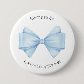 Blue Bow Modern Boy Baby Dusche Button (Vorderseite)