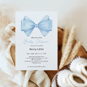 Blue Bow Modern Boy Baby Dusche Einladung