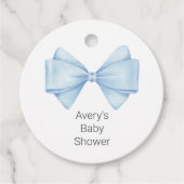 Blue Bow Modern Boy Baby Dusche Geschenkanhänger (Vorderseite)