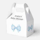 Blue Bow Modern Boy Baby Dusche Geschenkschachtel (Rückseite)