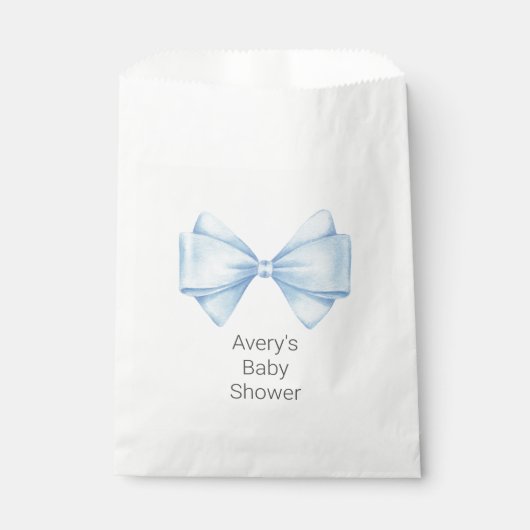 Blue Bow Modern Boy Baby Dusche Geschenktütchen (Vorderseite)