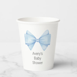 Blue Bow Modern Boy Baby Dusche Pappbecher