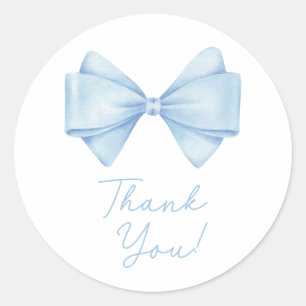 Blue Bow Modern Boy Baby Dusche Runder Aufkleber