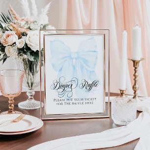 Blue Bow Modern Elegante Baby Dusche Windeln Winde Poster