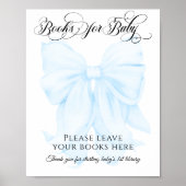 Blue Bow Modern Elegante Baby Shower Book for Baby Poster (Vorne)