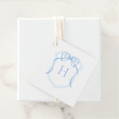 Blue Bow Monogram Wappen Baby Dusche Geschenkanhänger (Beispiel)