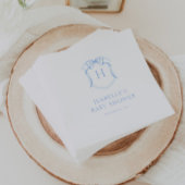 Blue Bow Monogram Wappen Baby Dusche Serviette