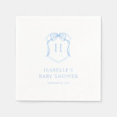Blue Bow Monogram Wappen Baby Dusche Serviette (Vorderseite)