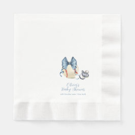 Blue Bow Pacifier Baseball Sport Baby Shower  Serviette