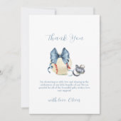 Blue Bow Pacifier Baseball Sport Boy Baby Shower  Dankeskarte (Vorderseite)