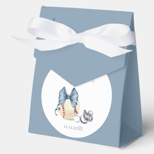 Blue Bow Pacifier Baseball Sport Boy Baby Shower  Geschenkschachtel (Vorderseite)