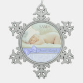 Blue Bow Pastel Baby 1. Weihnachtsvorlage Schneeflocken Zinn-Ornament (Vorderseite)