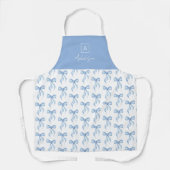 Blue Bow Pattern Monogram Personalized Schürze (Vorderseite)