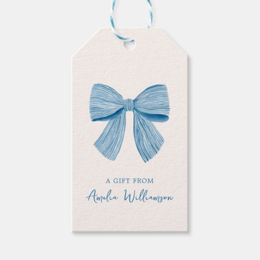 Blue Bow Personalized Classic Preppy A Gift From Geschenkanhänger (Vorderseite)
