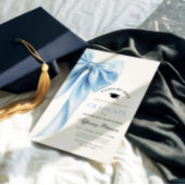Blue Bow Photo Graduation Invitation Einladung