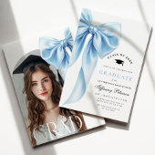 Blue Bow Photo Graduation Invitation Einladung