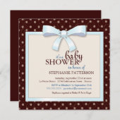Blue Bow Polka Dot Boy Baby Dusche Einladung (Vorne/Hinten)
