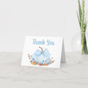 Blue Bow Pumpkin Baby Dusche Dankeskarte