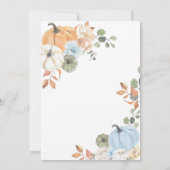 Blue Bow Pumpkin Baby Dusche Einladung (Rückseite)