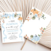 Blue Bow Pumpkin Baby Dusche Einladung