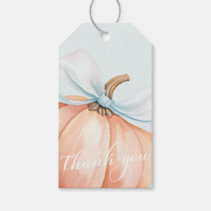 Blue Bow Pumpkin Baby Dusche Geschenkanhänger