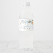 Blue Bow Pumpkin Baby Dusche Wasserflaschenetikett (Vorderseite)